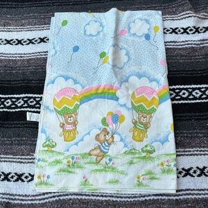 VINTAGE TODDLE TIME TEDDY BEAR BALLOON RECEIVING BLANKET SIZE 30x40 COTTON